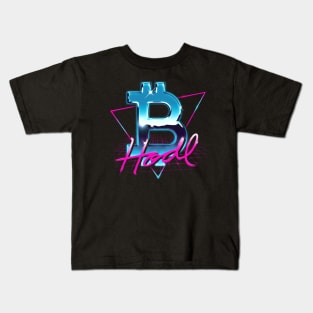 Bitcoin Logo Rad 80's Retrowave HODL BTC Crypto Bitcoin Kids T-Shirt